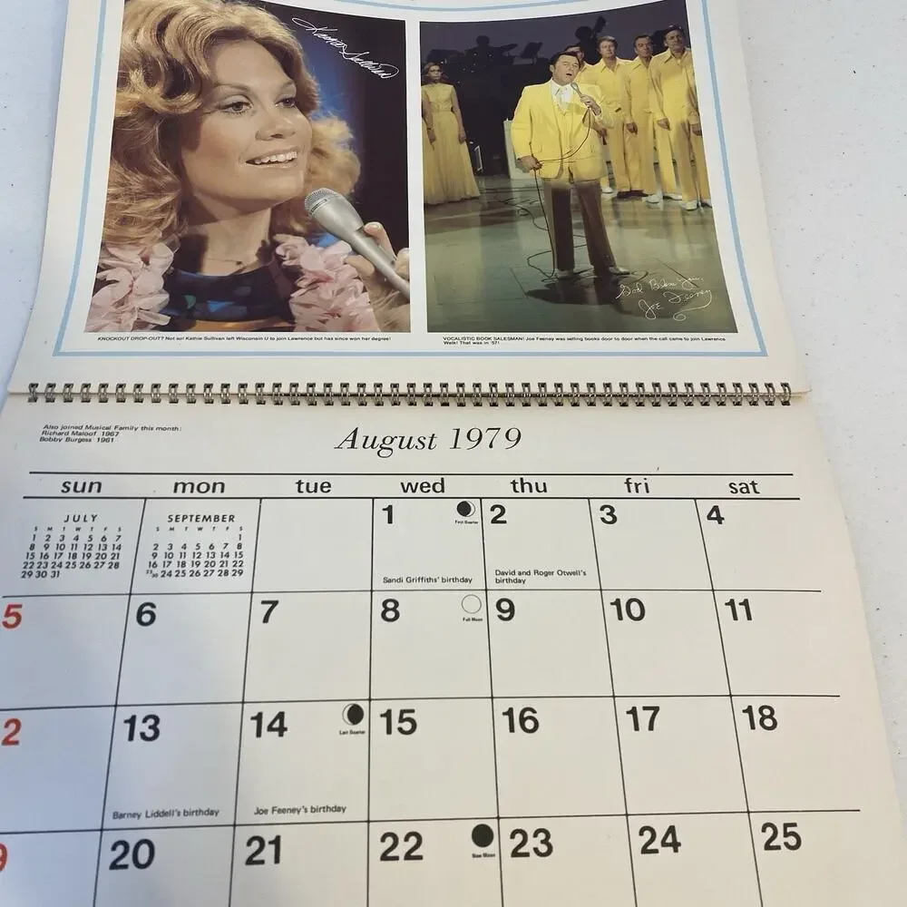 Vintage 1979 The Lauren Welk Musical Family Cardboard Pictorial Calendar